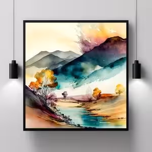 Immerse in Nature's Glory: Exquisite Landscape Painting Nature Modern Scenery Decor Art Stock Photos