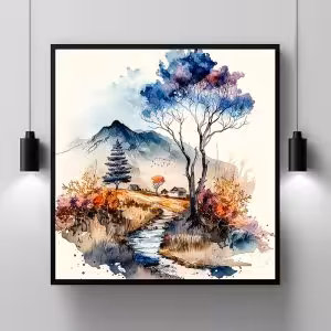 Mother Nature's Glory Landscape Painting Nature Modern Scenery Decor Art Stock Photos