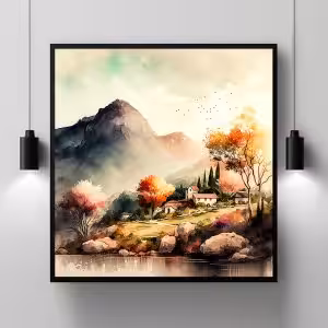 Nature's Palette: Beautiful Landscape Painting Nature Modern Scenery Decor Art Stock Photos