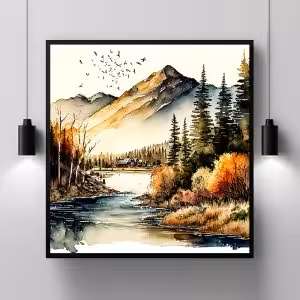 A Symphony of Scenery: Captivating Landscape Painting Nature Modern Scenery Decor Art Stock Photos
