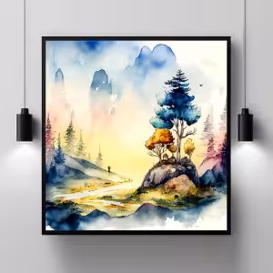 Embrace the Outdoors: Awe-Inspiring Landscape Painting Nature Modern Scenery Decor Art Stock Photos