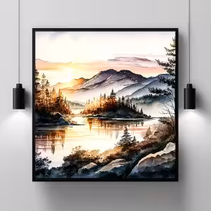 Artful Odes to Nature: Beautiful Landscape Painting Nature Modern Scenery Decor Art Stock Photos