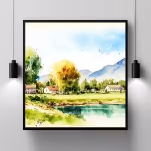Wanderlust in Art: Stunning Natural Landscape Painting Nature Modern Scenery Decor Art Stock Photos