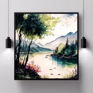 Nature's Serenade: Captivating Landscape Painting Nature Modern Scenery Decor Art Stock Photos
