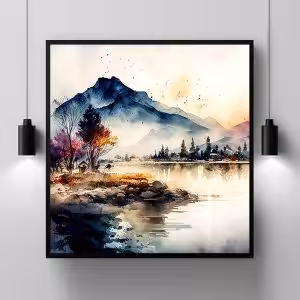 Evoke Wanderlust: Breathtaking Landscape Painting Nature Modern Scenery Decor Art Stock Photos