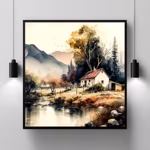 Soul-Stirring Scenes: Masterful Landscape Painting Nature Modern Scenery Decor Art Stock Photos