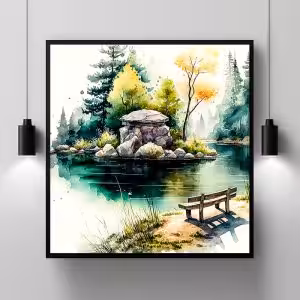 Awe-Inspiring Nature's Tales: Top Landscape Painting Nature Modern Scenery Decor Art Stock Photos