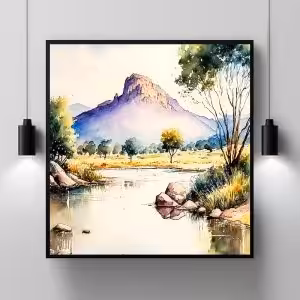 From Canvas to Wilderness: Exquisite Landscape Painting Nature Modern Scenery Decor Art Stock Photos