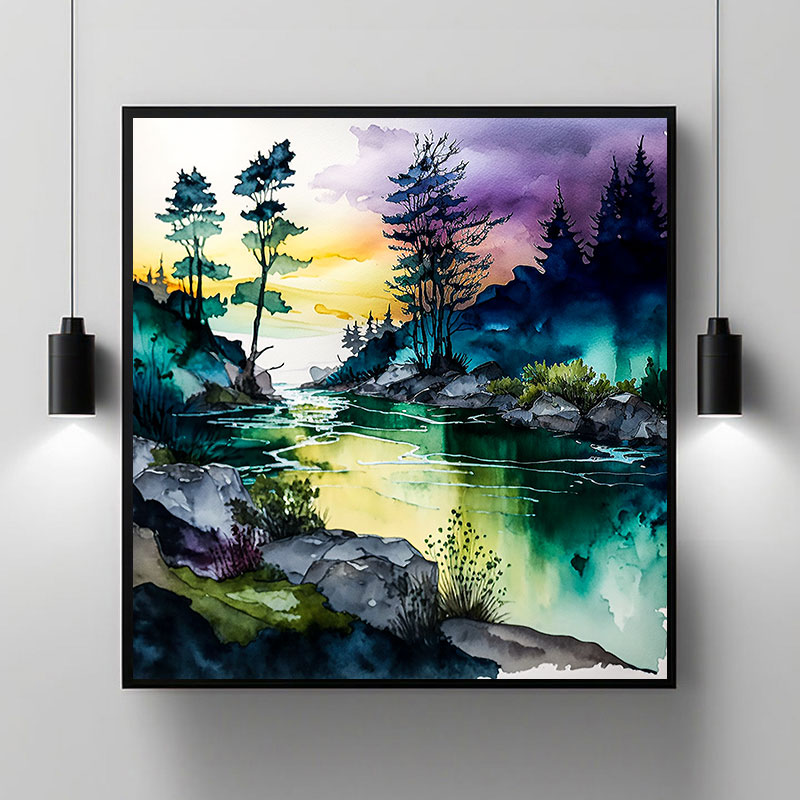 Landscape Visions: Artistic Tributes to Mother Nature Landscape Painting Nature Modern Scenery Decor Art Stock Photos