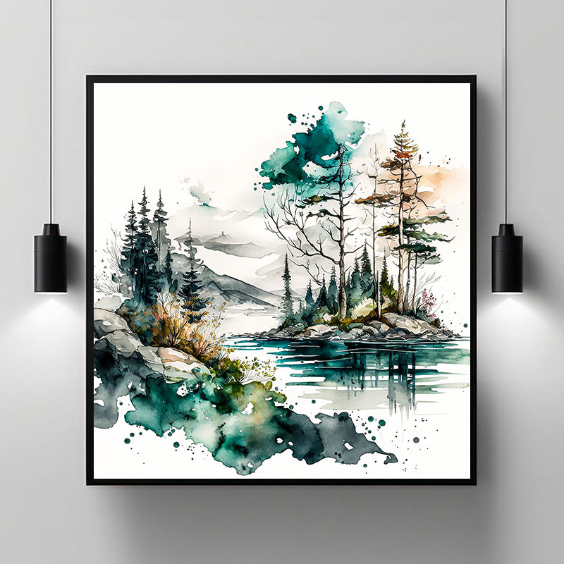Artistry in the Wild: Stunning Landscape Painting Nature Modern Scenery Decor Art Stock Photos