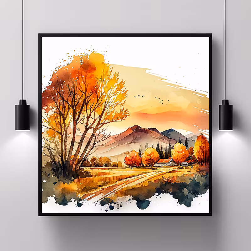 Seeds of Inspiration: Awe-Inspiring Landscape Painting Nature Modern Scenery Decor Art Stock Photos