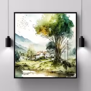 Nature's Symphony: Breathtaking Landscape Painting Nature Modern Scenery Decor Art Stock Photos