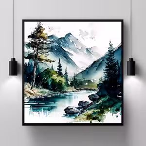 Embrace Nature's Serenity: Stunning Landscape Painting Nature Modern Scenery Decor Art Stock Photos