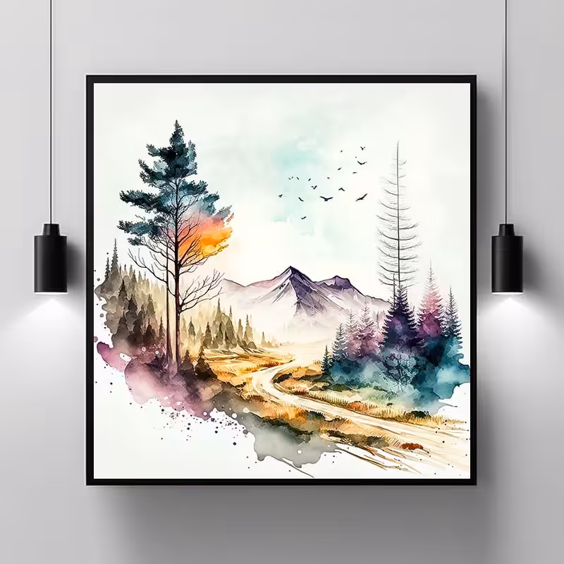 Beyond the Horizon: Top Natural Landscape Painting Nature Modern Scenery Decor Art Stock Photos