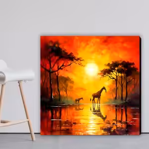 wild horse in the sunset painting Art Stock Photos