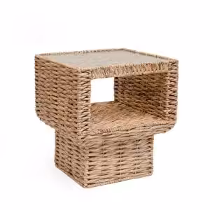 Natural Elegance Tempered Glass Accent Table