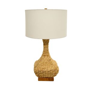 EcoElegance Waterhyacinth Table Lamp with Premium Fabric Shade