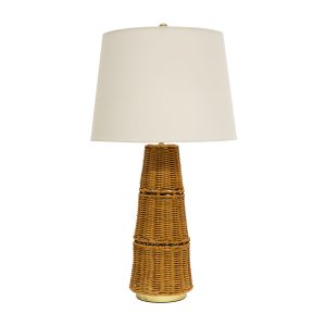Serene Glow Rattan Table Lamp with Fabric Shade