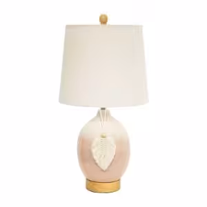 Blush Radiance Ceramic Table Lamp with White Fabric Shade