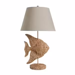 Tranquil Haven Waterhyacinth Table Lamp with Fabric Shade