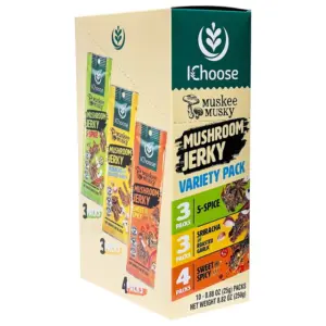 iChoose Mushroom Jerky Variety Pack, Plant Based, Vegan, 3 Flavors 10-Pack