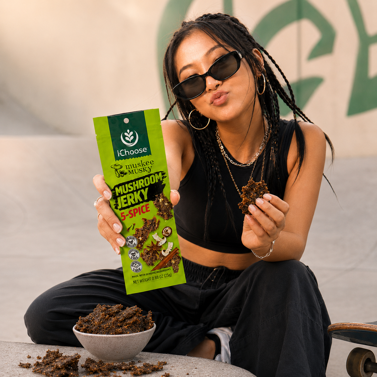 Zonfair Vegan Mushroom Jerky 5-Spice Flavor – Healthy Plant Based Snack Box, 10 Packs High Protein