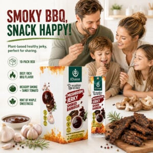 Zonfair Smoked BBQ Mushroom Jerky Vegan Snack Box – Plant Based Healthy Jerky, 10 Packs