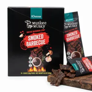 iChoose Mushroom Jerky Smoked BBQ, Plant Based, Vegan Shiitake, 10-Pack