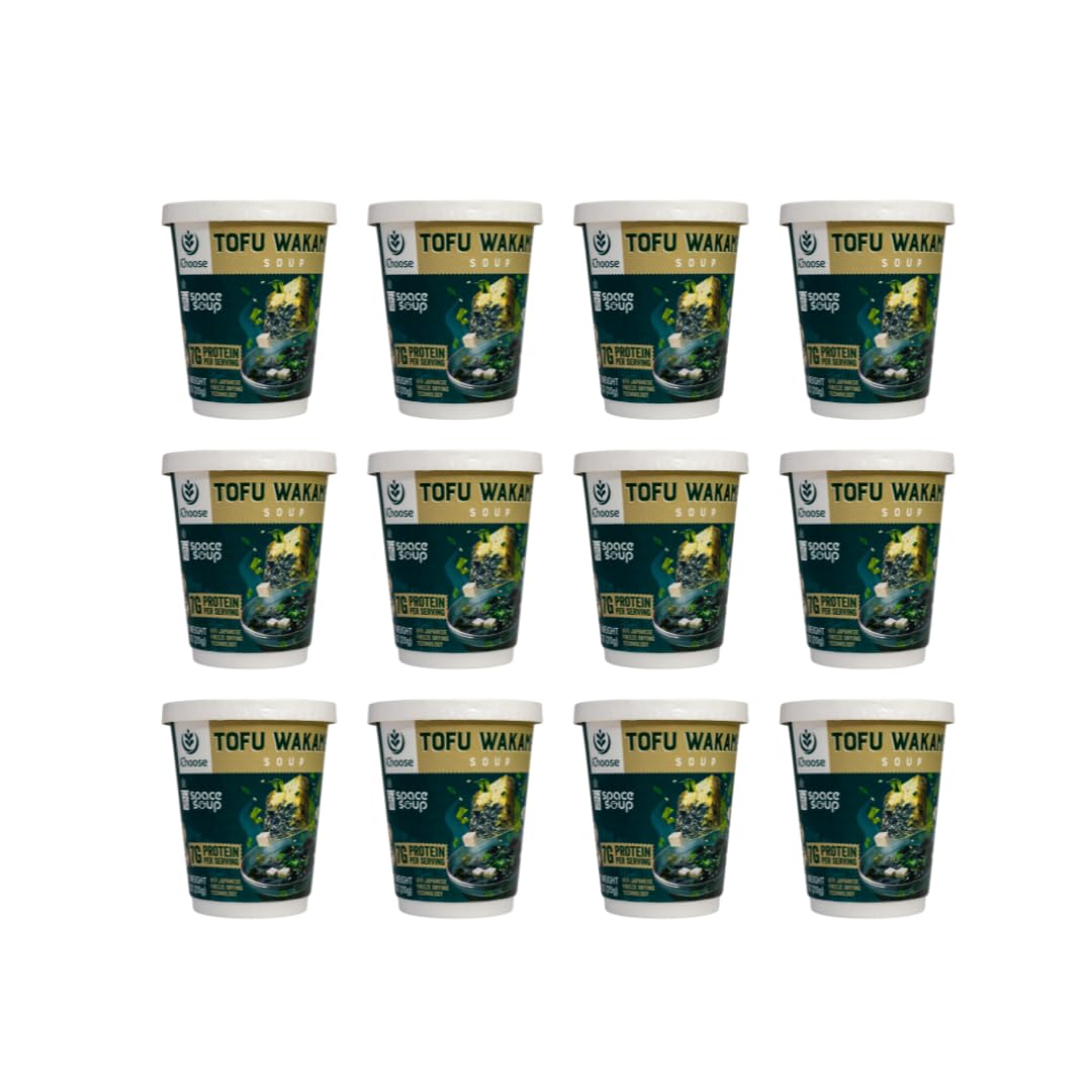 Space Soup – Instant Tofu Wakame Soup, Plant-Based, 7g Protein, Box of 12 Pack (12x20g)