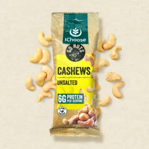 IChoose Go Nuts – Premium Unsalted Cashews, High Protein Plant-Based Snack, 2 oz per Pack (5 Packs)