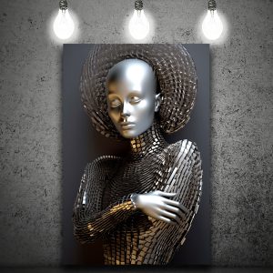 Abstract Identity and Self Worth in Polished Metal Light – Modern Luxury Metal Art Stock Photo