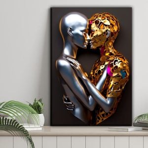 Awakened Consciousness in Minimalist Metallic Sculpture – Modern Luxury Metal Art Stock Photo