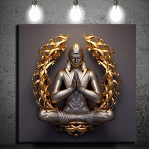 Buddha in Prayer Golden Luxury Metal Wall Art