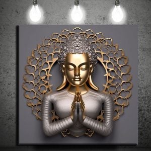 Buddha in Sacred Prayer Luxury Metal Art