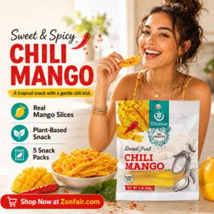 IChoose GoFruits – Chili Mango Dried Fruit, Sweet & Spicy Tropical Snack, Plant-Based (56 oz) Pack of 5