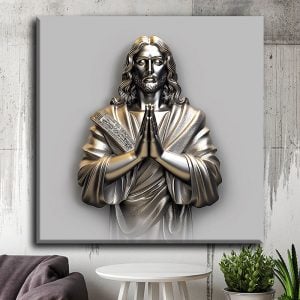 Divine Embrace Jesus Praying in 3D Metal Luxury Art