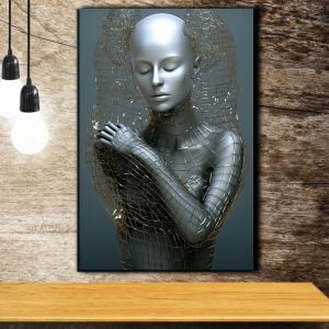 Futuristic Self Awakening in Liquid Chrome Form – Modern Luxury Metal Art Stock Photo