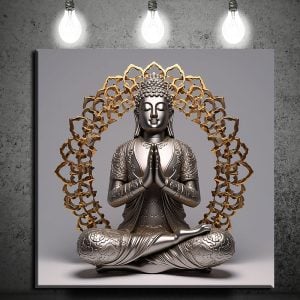 Golden Buddha in Prayer Luxury Metal Wall Art