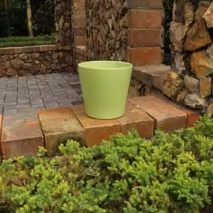 Minimalist Green Indoor Planter Set – Smooth Stoneware Decorative Pots, No Drainage Holes (Set of 2)