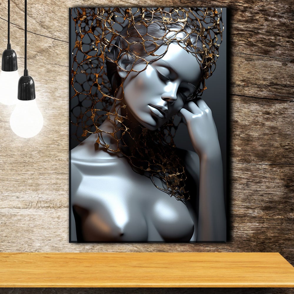 Inner Power Forged in Polished Steel Identity – Modern Luxury Metal Art Stock Photo