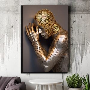 Inner Strength Reflected in Mirror Like Steel Surface – Modern Luxury Metal Art Stock Photo