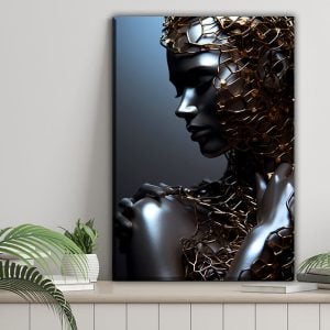 Know Your Value Through Chrome Self Reflection – Modern Luxury Metal Art Stock Photo
