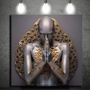 Radiant Buddha in Prayer Luxury Metal Wall Art