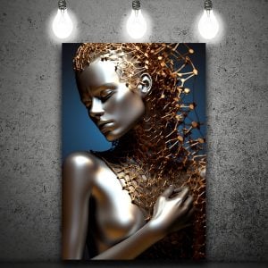 Reflections of Confidence in Liquid Chrome Soul – Modern Luxury Metal Art Stock Photo