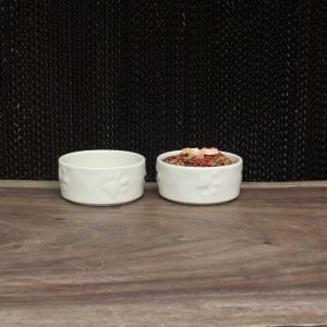 Set of 2 Stoneware Pet Bowls for Cats & Small Dogs – High-Gloss Easy-Clean Pet Dish