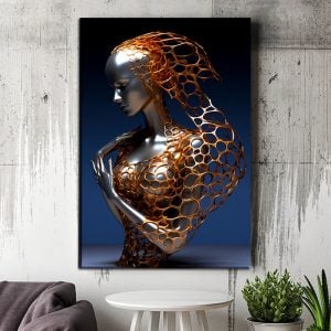Silent Strength Expressed in Minimalist Metal Sculpture – Modern Luxury Metal Art Stock Photo