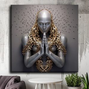 Spiritual Buddha in Sacred Stillness Luxury Metal Wall Art