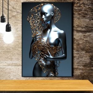 The Art of Knowing Your Worth in Chrome Reflection – Modern Luxury Metal Art Stock Photo