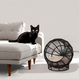 Modern Woven Rope Cat Bed with Removable Cushion – Stylish Indoor Pet Lounge