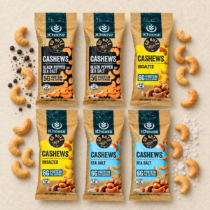 IChoose Go Nuts – Premium Cashew Variety Pack, High Protein Plant-Based Snack, 2 oz per Pack (6 Packs)